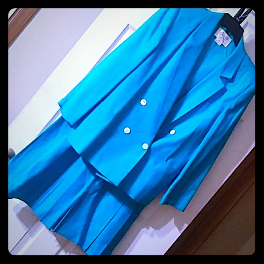 Suit, 14P, teal blue